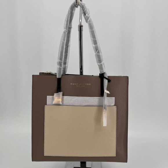 Marc Jacobs Grind Colorblock Leather Tote Bag Loam Soil Multi Shoulder Bag NWT - Picture 1 of 16